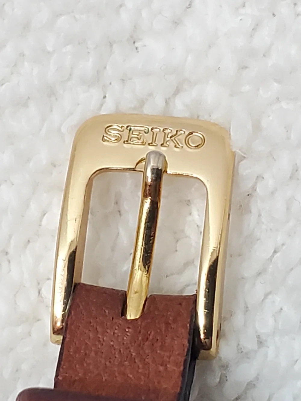 Seiko Vintage 1990's Women's Gold Plated Quartz Watch 4N01 Caliber Leather Band